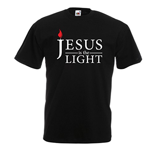 lepni.me Männer T-Shirt Jesus Christus ist das Licht, die Liebe Gottes - Ostern - Auferstehung - Geburt Christi - Religiöse christliche Geschenke (M Schwarz Mehrfarben) von lepni.me