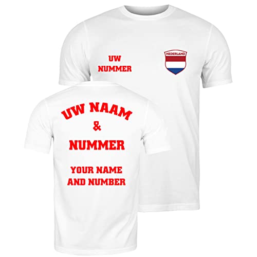 lepni.me Männer T-Shirt Niederlande Fußball Trikot Ihr Name und Nummer - Holland Flagge Abzeichen Personalisiertes Benutzerdefinierte Top Weltmeisterschaft 2022 Fans (3XL Weiß Mehrfarben) von lepni.me