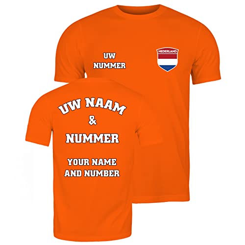 lepni.me Männer T-Shirt Niederlande Fußball Trikot Ihr Name und Nummer - Holland Flagge Abzeichen Personalisiertes Benutzerdefinierte Top Weltmeisterschaft 2022 Fans (XXL Orange Mehrfarben) von lepni.me