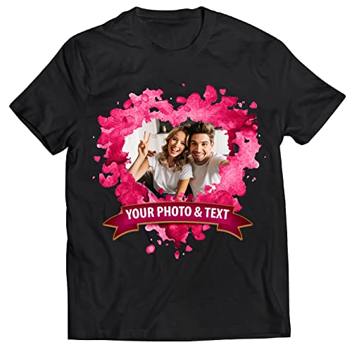 lepni.me Männer T-Shirt Personalisierte St. Valentinstag Shirt für Sie oder Ihn | Custom Geschenk mit Romantischen Foto | Geburtstag Hochzeitstag Geschenke für Paare (XL Schwarz Mehrfarben) von lepni.me