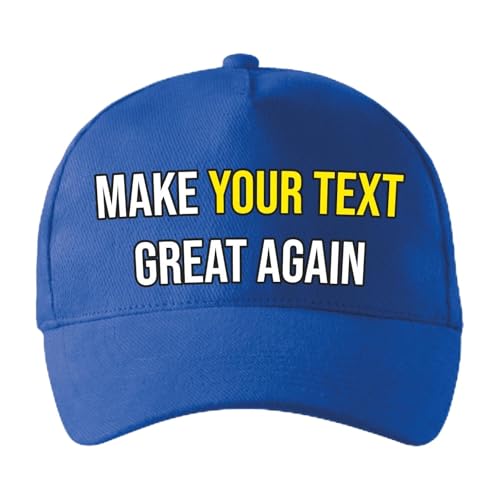 lepni.me Personalisierte Make Great Again Kappen mit Ihrem Benutzerdefinierten Text Namen | Einstellbare Gedruckt Baseball-Cap | Schnallenverschluss Trucker Hüte (Einstellbar Blau Mehrfarben) von lepni.me