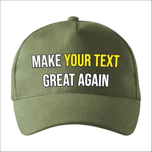 lepni.me Personalisierte Make Great Again Kappen mit Ihrem Benutzerdefinierten Text Namen | Einstellbare Gedruckt Baseball-Cap | Schnallenverschluss Trucker Hüte (Einstellbar Kaki Mehrfarben) von lepni.me