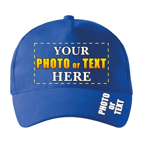 lepni.me Personalisierte Unisex-Kappen mit Text Name Logo Einstellbar Bedruckte Cap für Erwachsene Benutzerdefinierter Hüte mit Schnallenverschluss (Einstellbar Blau Mehrfarben) von lepni.me