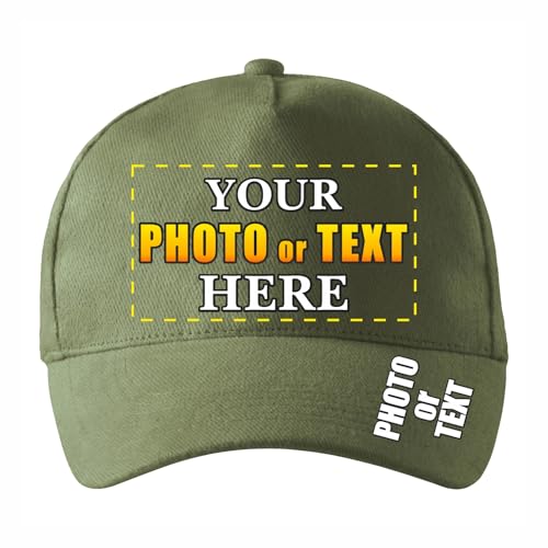 lepni.me Personalisierte Unisex-Kappen mit Text Name Logo Einstellbar Bedruckte Cap für Erwachsene Benutzerdefinierter Hüte mit Schnallenverschluss (Einstellbar Kaki Mehrfarben) von lepni.me