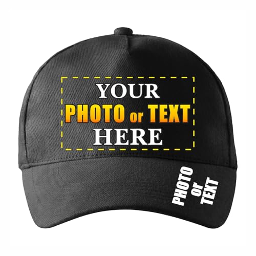 lepni.me Personalisierte Unisex-Kappen mit Text Name Logo Einstellbar Bedruckte Cap für Erwachsene Benutzerdefinierter Hüte mit Schnallenverschluss (Einstellbar Schwarz Mehrfarben) von lepni.me