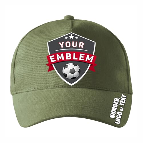 lepni.me Personalisierte Unisex Sportkappen mit Teamlogo Nummer oder Text Schnallenverschlusskappe für Baseball Golf Basketball (Einstellbar Kaki Mehrfarben) von lepni.me