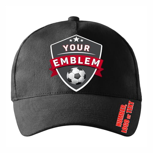 lepni.me Personalisierte Unisex Sportkappen mit Teamlogo Nummer oder Text Schnallenverschlusskappe für Baseball Golf Basketball (Einstellbar Schwarz Mehrfarben) von lepni.me