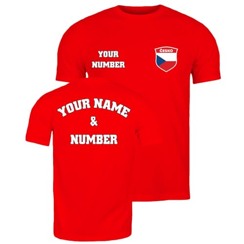 lepni.me Personalisiertes Herren-Fußballtrikot Tschechien T-Shirt | Name und Nummer | Tschechische Flagge Abzeichen |Fußball-Europameisterschaft (S Rot Mehrfarben) von lepni.me