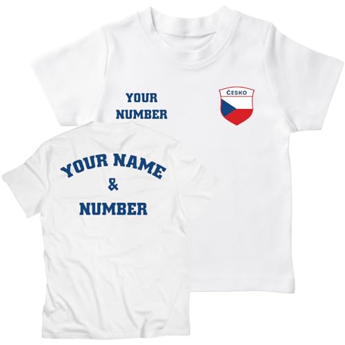 lepni.me Personalisiertes Kinder-Fußballtrikot Tschechien T-Shirt| Name und Nummer | Tschechische Flagge Abzeichen |Fußball-Europameisterschaft (14-15 Jahre Weiß Mehrfarben) von lepni.me