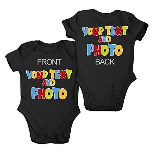 lepni.me Premium Personalisierte Kurzarm Body Baby für Junge Mädchen Neugeborenen | Fügen Sie Ihren eigenen Text Foto oder Säugling Namen auf Kleidung (0-3 Monate Schwarz Mehrfarben) von lepni.me