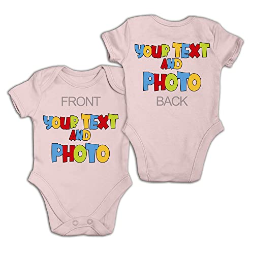lepni.me Premium Personalisierte Kurzarm Body Baby für Junge Mädchen Neugeborenen | Fügen Sie Ihren eigenen Text Foto oder Säugling Namen auf Kleidung (12-18 Monate Pink Mehrfarben) von lepni.me