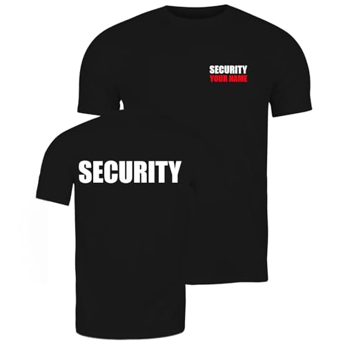 lepni.me Security Tshirt Herren Uniform | Sicherheitsdienst Ausrüstung Sicherheitspersonal Event-Personal Party-Bar-Club-Arbeitskleidung für Bodyguard (M Schwarz Personalisiert) von lepni.me