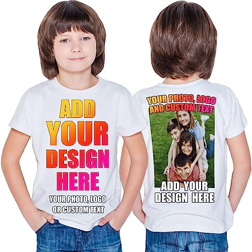 lepni.me T-Shirt für Kinder Benutzerdefinierter 2-seitiger Vorder- und Rückseitendruck Personalisierter Text oder Entwerfen Sie Ihr Eigenes Bild (7-8 Jahre Weiß Mehrfarben) von lepni.me