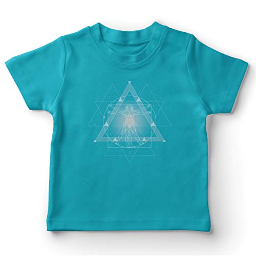 lepni.me T-Shirt für Kinder Göttlicher vitruvianischer Mensch Leonardo Da Vinci Heilige Geometrie (9-11 Jahre Hellblau Mehrfarben) von lepni.me