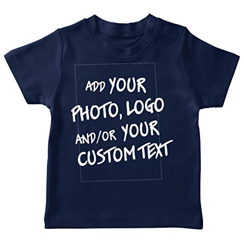 lepni.me T-Shirt für Kinder Machen Sie Ihren eigenen personalisierten Bedrucken Lassen Druck mit Lieblingsfoto oder Wunschtex (5-6 Jahre Dunkelblau Mehrfarben) von lepni.me