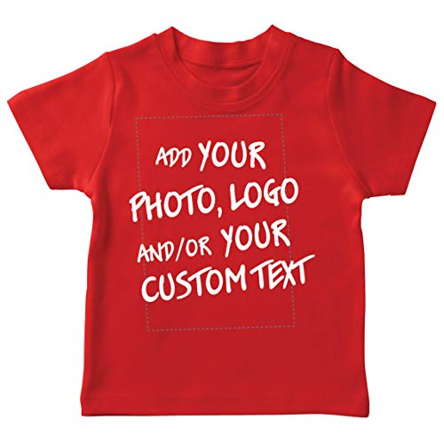 lepni.me T-Shirt für Kinder Machen Sie Ihren eigenen personalisierten Bedrucken Lassen Druck mit Lieblingsfoto oder Wunschtex (5-6 Jahre Rot Mehrfarben) von lepni.me