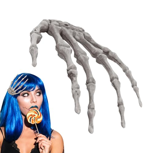 Leryveo Halloween Skelett Knochen Haarspangen,Totenkopf Knochen Form Haarnadeln - Lustige Haarspange in Handknochenform für Halloween-Haarschmuck,Streich-Haarnadel-Requisiten, dunkles von leryveo