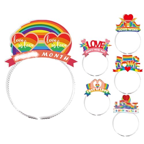 Leryveo Regenbogen-Stirnband, Pride-Kopfschmuck,Liebe ist Liebe Stirnband | buntes Regenbogen-Haarband-Partybevorzugungsdekor für den Pride-Monat von leryveo