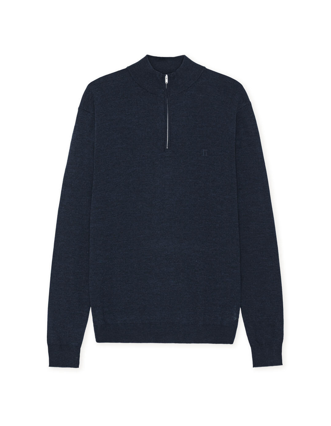 les deux - Merino-Strickpullover mit halbem Reißverschluss – Greyson blau - Gr. - M von les deux