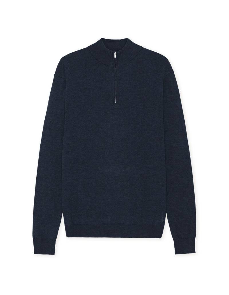 les deux - Merino-Strickpullover mit halbem Reißverschluss – Greyson blau - Gr. - M von les deux