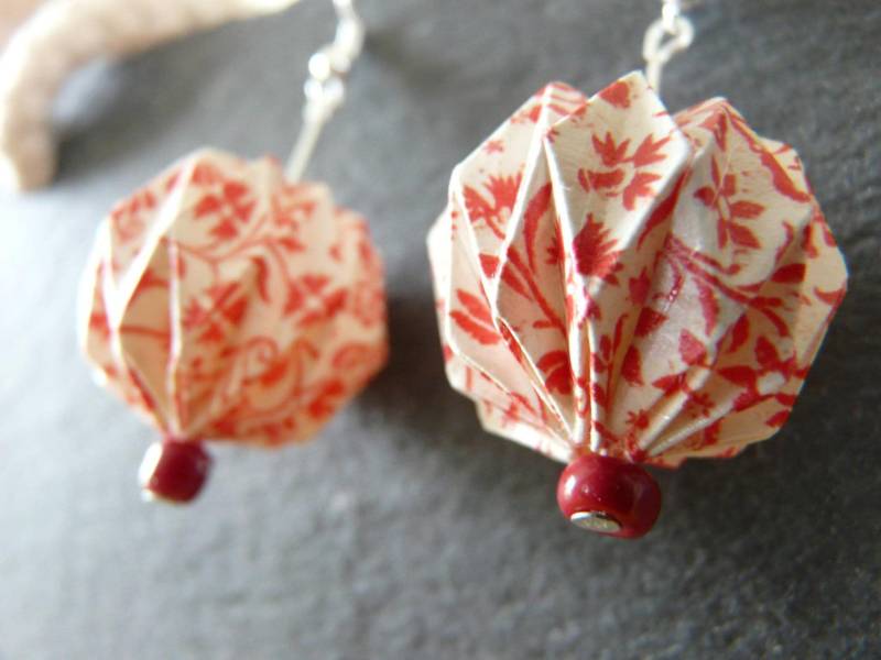 Origami-Ohrringe, Origami-Papierkugeln, Laternenkugel, Liberty-Papierkugel Origami-Ohrringe, Origami-Papierkugeln, Laternenkugel, Liberty-Papierkugel von lesbijouxdechantal