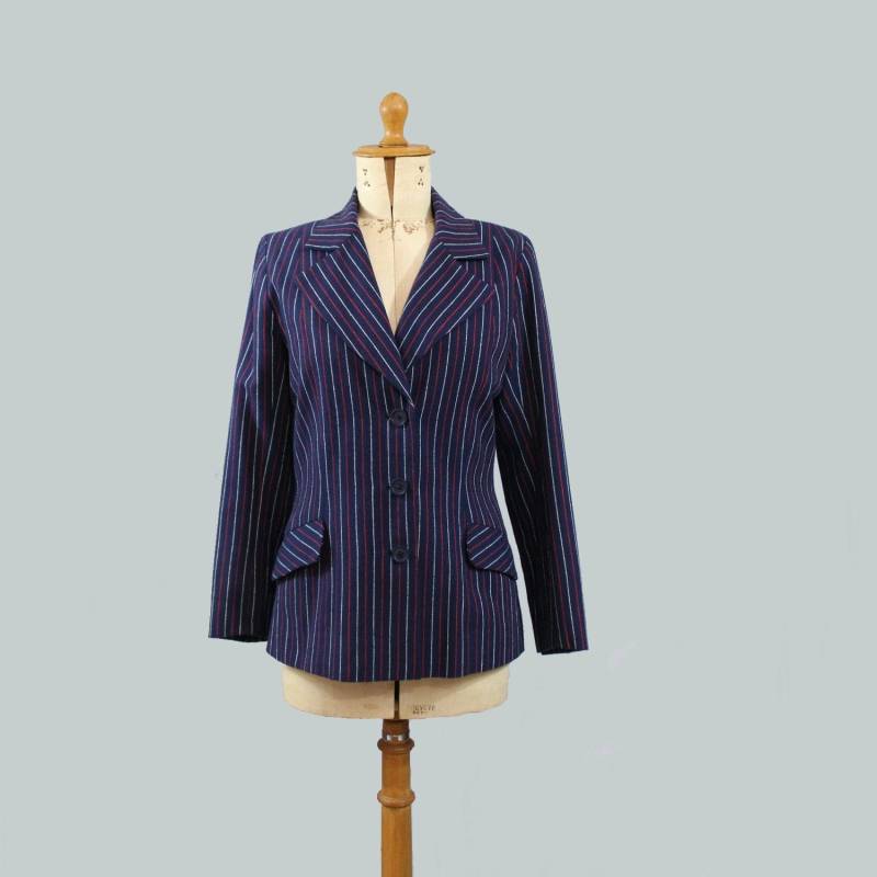 1970 Gestreifter Blazer Bleu Blanc Rouge/70Er Streifen Wolljacke 1970 Gestreifter Blazer Bleu Blanc Rouge/70Er Streifen Wolljacke von lesclodettes