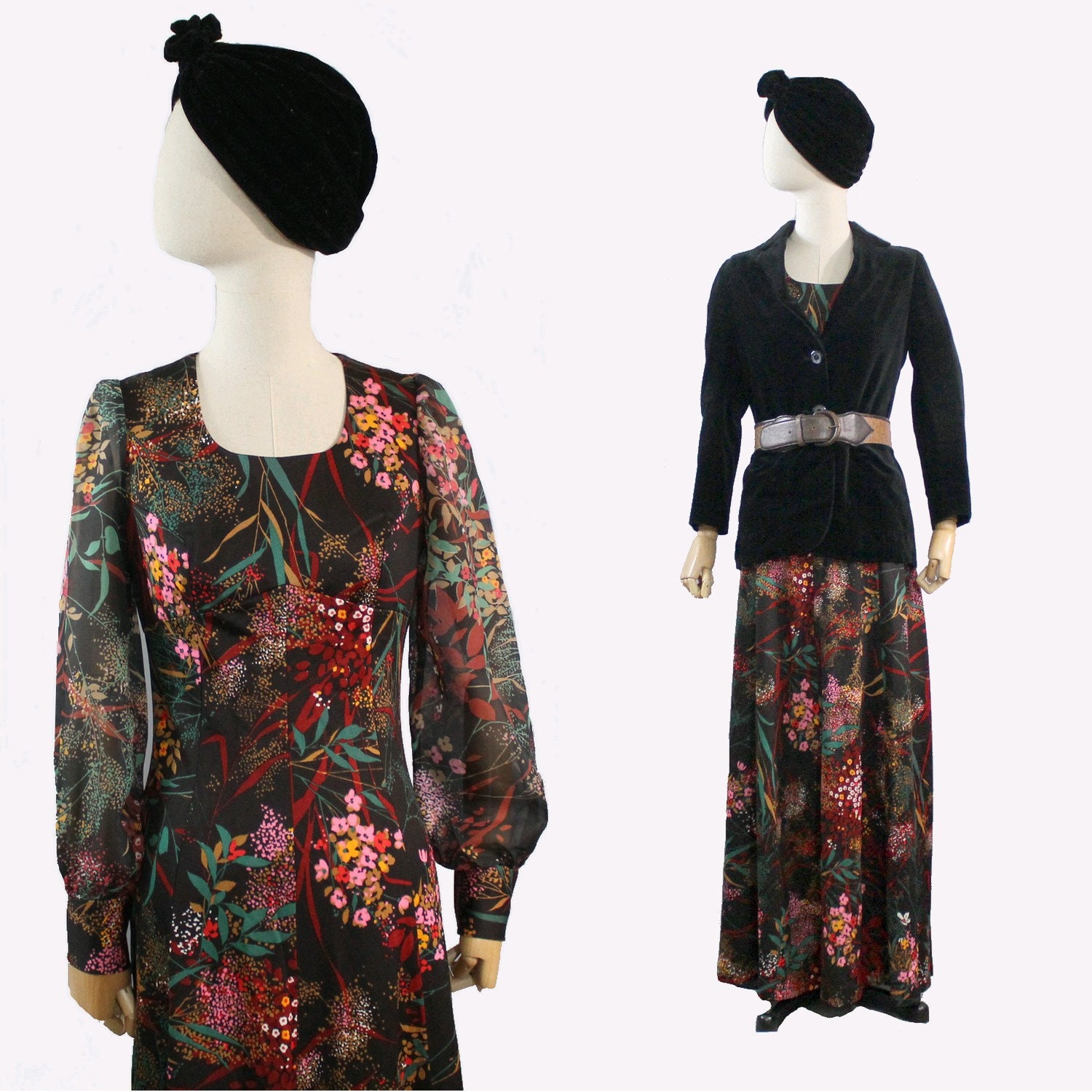 1970S Langes Blumenkleid Lange Schärmelige Ärmel/70Er Maxikleid Vincent Bastien 1970S Langes Blumenkleid Lange Schärmelige Ärmel/70Er Maxikleid Vincent Bastien von lesclodettes