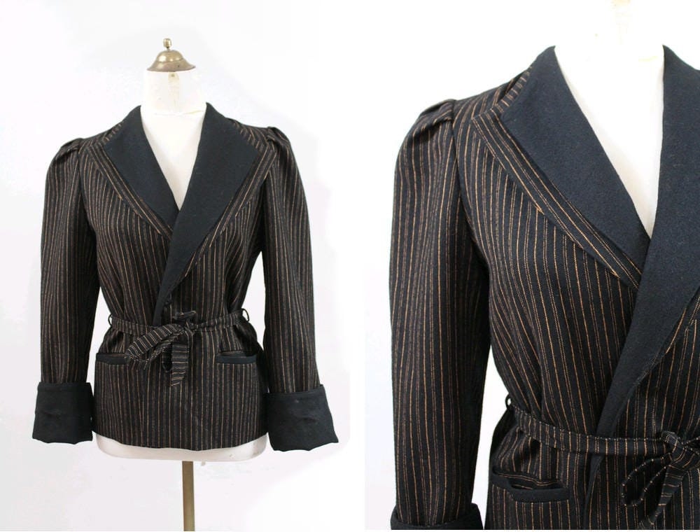 80Er Gürtel Blazer/Gestreifte Wolljacke 80Er Gürtel Blazer/Gestreifte Wolljacke von lesclodettes