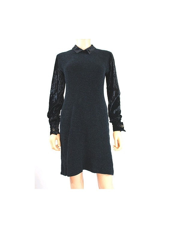 90Er Chantal Thomass Schwarzes Kleid/Vintage Lange Ärmel Midi Samtkleid 90Er Chantal Thomass Schwarzes Kleid/Vintage Lange Ärmel Midi Samtkleid von lesclodettes