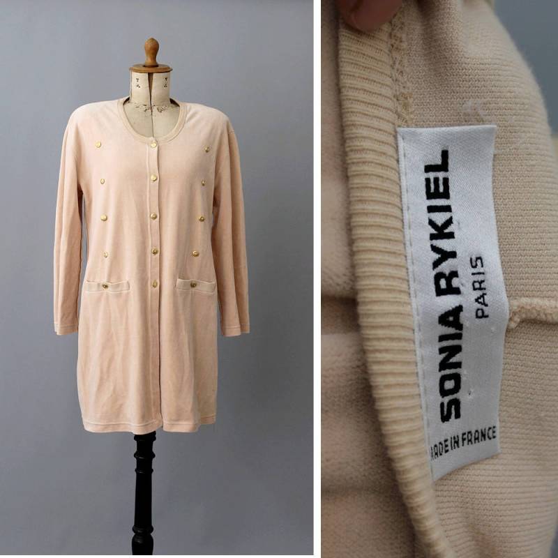 Sonia Rykiel Paris Puderrosa Samt Cardigan/ Vintage Cardigan/Vintage Paris Long Cardigan von lesclodettes