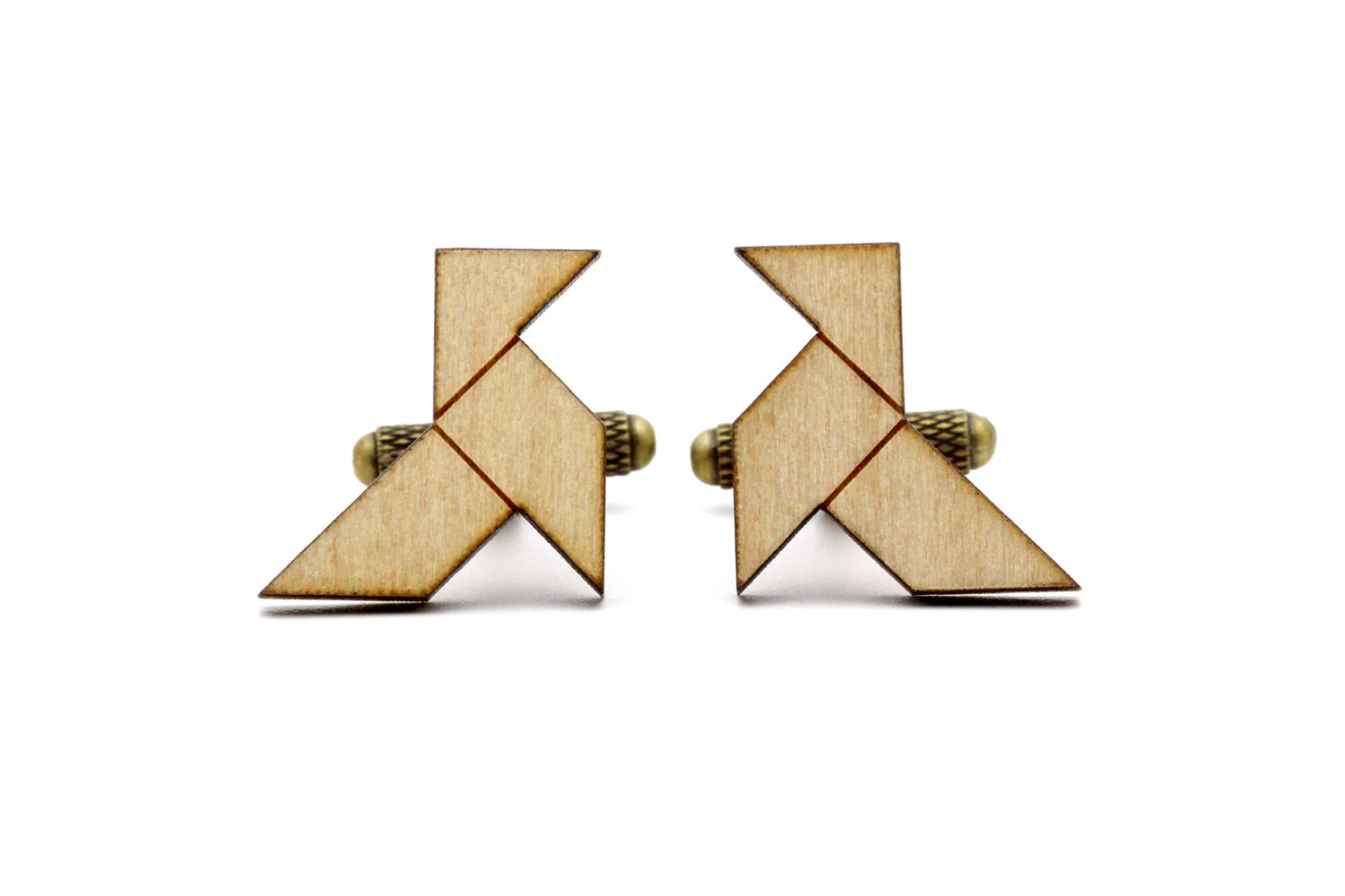 Boutons De Man Cognac Oder Otarie En Bois Gravé Au Laser - Origami-Accessoire Für Den Mann Schmuck Die Mariés von lesfollesmarquises