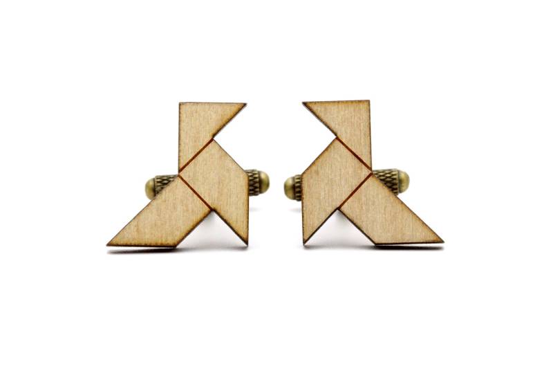 Boutons De Man Cognac Oder Otarie En Bois Gravé Au Laser - Origami-Accessoire Für Den Mann Schmuck Die Mariés von lesfollesmarquises