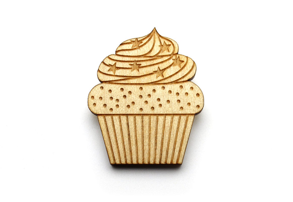 Broche Cupcake - Muffin Bijou Gâteau Pâtisserie Pâtissier Holz Découpé Au Laser Graphique Kitsch von lesfollesmarquises