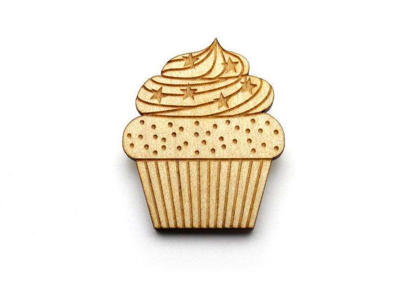 Broche Cupcake - Muffin Bijou Gâteau Pâtisserie Pâtissier Holz Découpé Au Laser Graphique Kitsch von lesfollesmarquises