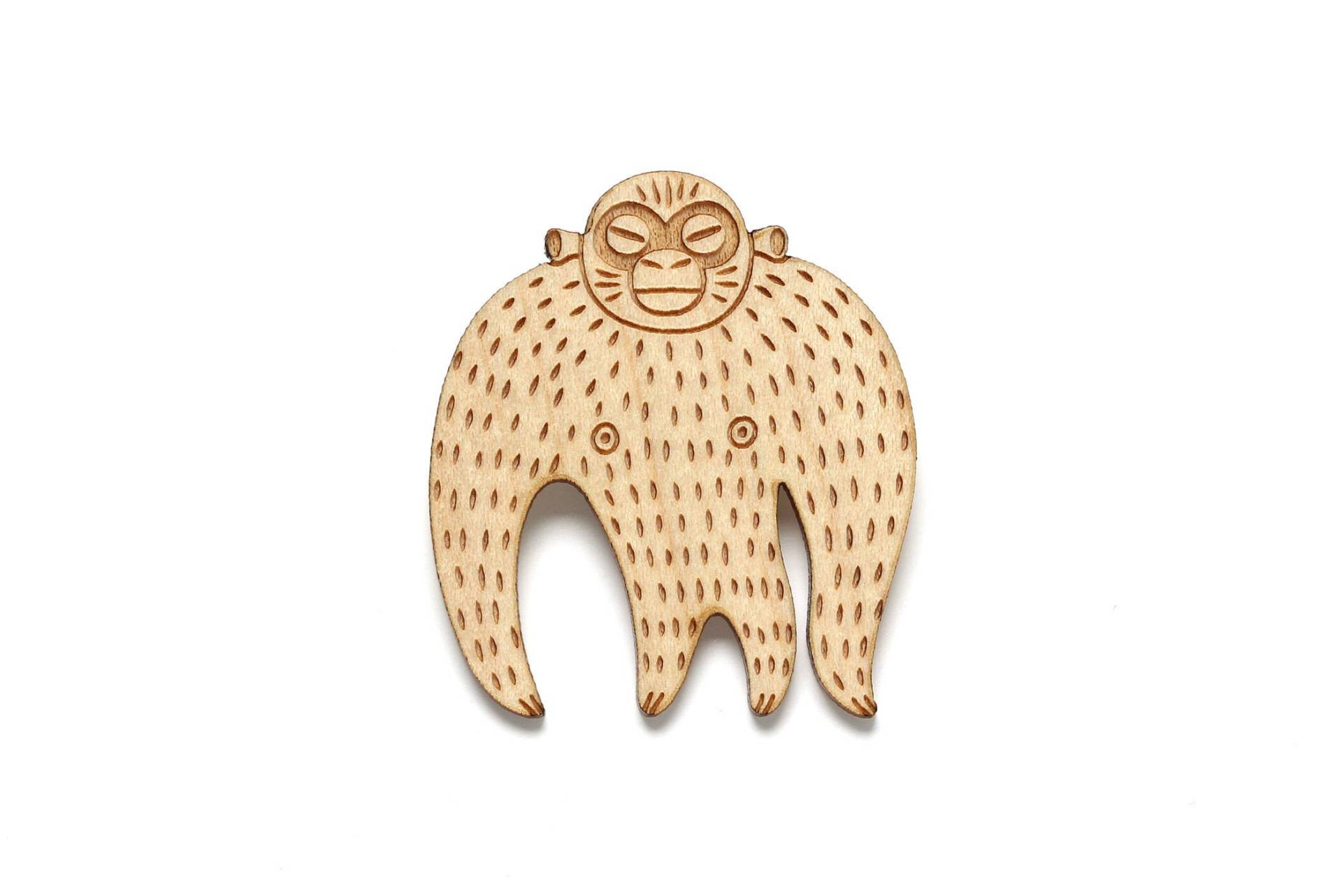 Broche Singe En Bois Decoupé Au Laser - Pin's Primat Bijou Gorille Orang-Outan Jungle Animal Schimpanse Hominidé von lesfollesmarquises