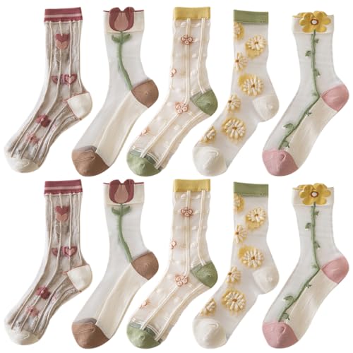 5 Paar Frauen Durchsichtige Socken Vintage Blume Mesh Socken Transparente Blumensocken Nylon Socke Damen Kurze Ultra Dünner Netz Sommer Coole Feine Modisch Rutschfeste Knöchelsocken für Mädchen 5 Paar Frauen Durchsichtige Socken Vintage Blume Mesh Socken Transparente Blumensocken Nylon Socke Damen Kurze Ultra Dünner Netz Sommer Coole Feine Modisch Rutschfeste Knöchelsocken für Mädchen von letcdfer
