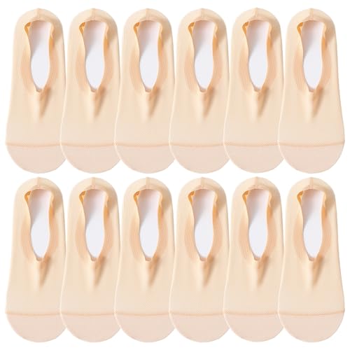6 Paare No Show Nylon Socken Damen Füßlinge Ballerina Socken Füßlinge Unsichtbare Sneakersocken Damen Atmungsaktiv Füsslinge No Show Rutschfeste Socke Sommer Sneakersocken für flache Schuhe Loafer von letcdfer