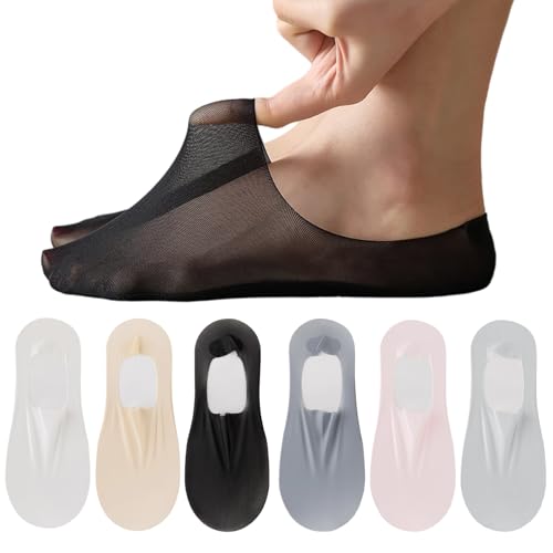 Damen Füßlinge Ultra Unsichtbare Socken No Show Ballerina Socken Unsichtbare Damensocken Atmungsaktiv Füsslinge Sneaker Socke Sommer Socke Damen Invisible Socks für flache Schuhe Loaf, 6 Paar von letcdfer