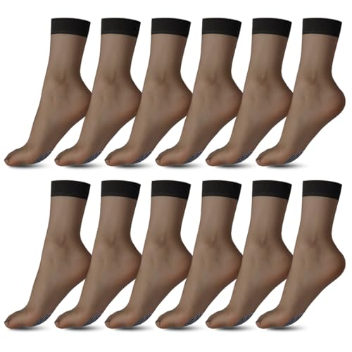 letcdfer 20 DEN Durchsichtig Damen Nylon Dünn Socken Nylonstrümpfe Damen Nylon Socken Söckchen Seidenfein Baumwolle Sohle Transparente Feinsöckchen Womens Sheer Ankle Socks Women, 12 Paar von letcdfer