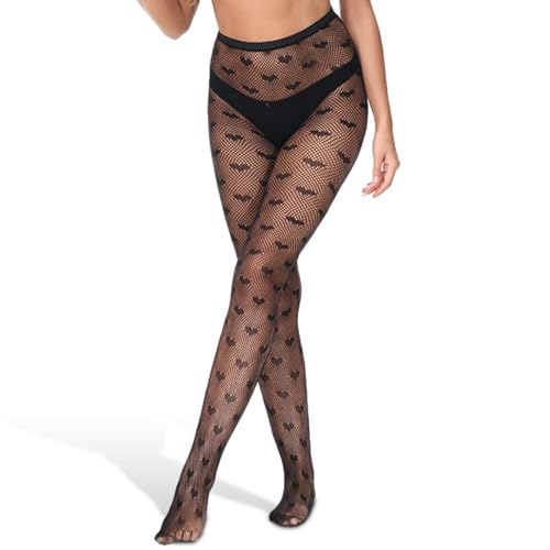 letcdfer Herz Strumpfhose Damen Muster,Netzstrumpfhose Schwarz Gemusterte Netzstrumpfhose Sexy Netzstrumpfhose für Frauen Nylon Mesh StrüMpfe Elastisch Hohe Taille Fischernetz Strumpfhosen von letcdfer