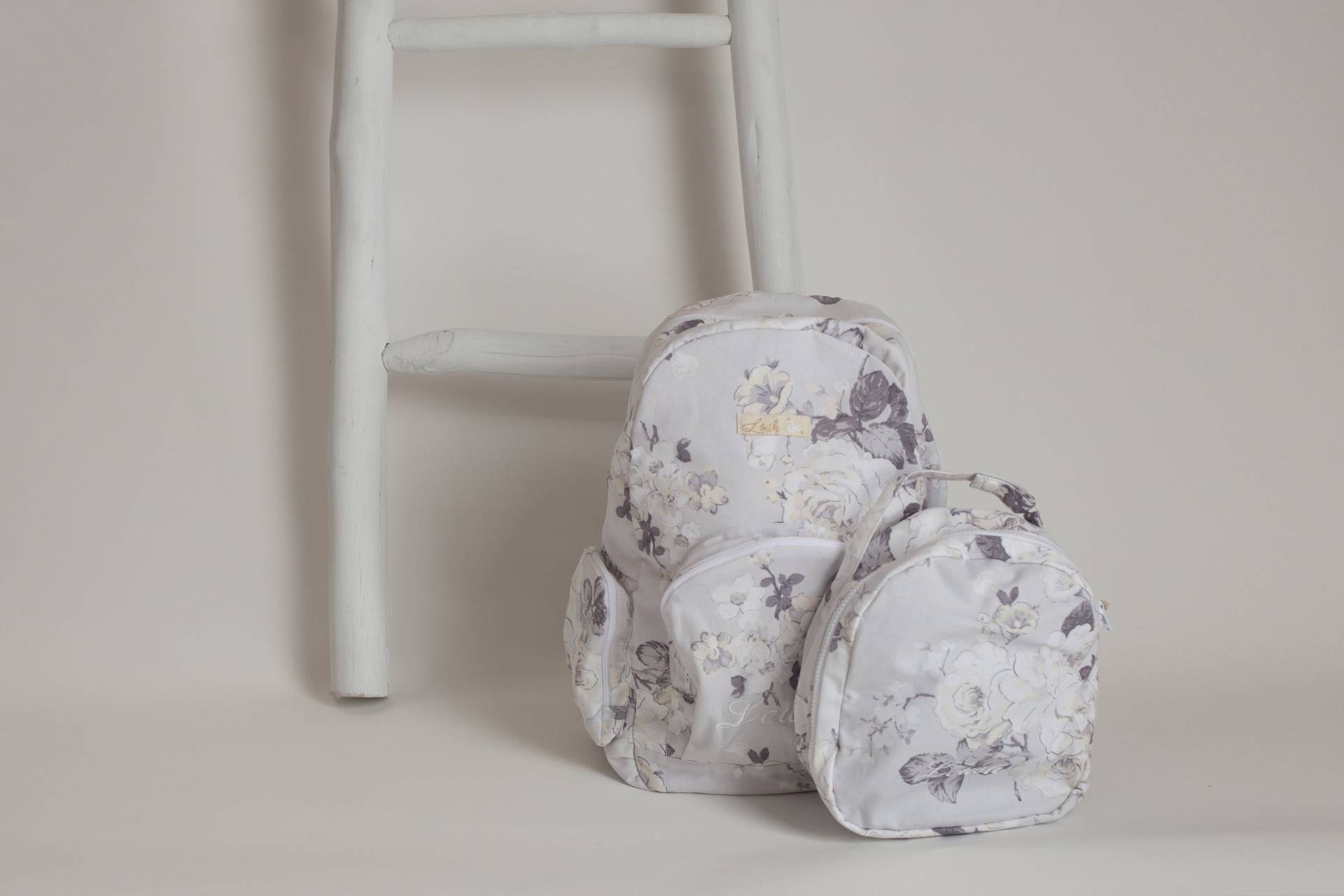 Floral Grau Mit Gelben Rucksack & Lunch Bag Set von leushboutique
