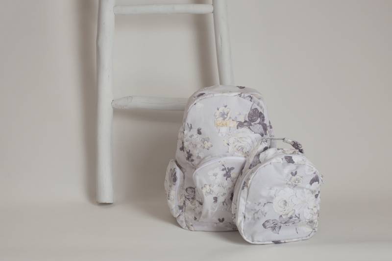 Floral Grau Mit Gelben Rucksack & Lunch Bag Set von leushboutique