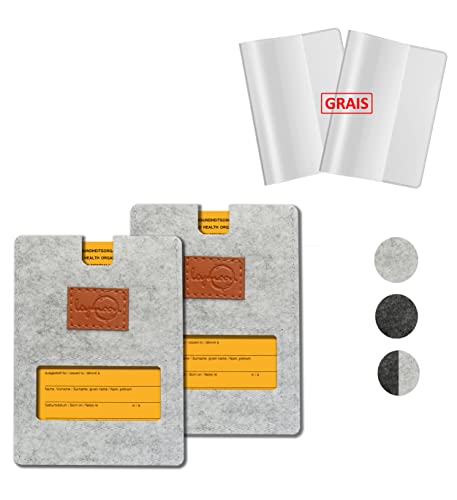 leymoon - Set Impfpass Hülle aus hochwertigem Filz perfekt zum Schutz von Impfausweis und Reisepass. Geeignet für Kinder und Erwachsene.(93 mm x 130 mm) … von leymoon