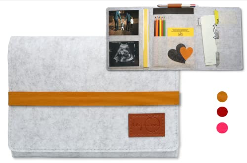 leymoon - U Heft Hülle Mutterpasshülle, Geschenk für Schwangere und Mama's mit vielen Fächern für Mutterpass, Ultraschallbilder, Kinder U-Heft, Impfpass UVM.(XXL_Senf)... von leymoon