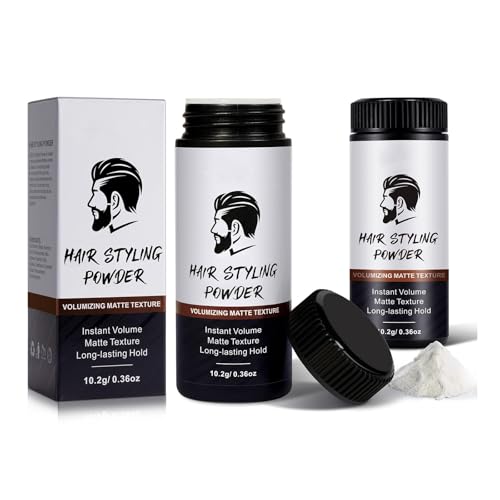 2 Pack Hair Styling Powder, Haar-Stylingpuder für Herren, Texturizing Powder, verleiht dem Haar Volumen, mattes Aussehen und natürliches Finish, einfach aufzutragen von leyosger