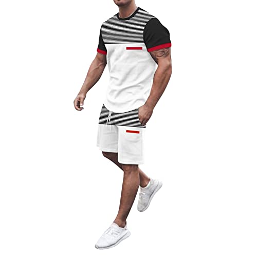 2024 Trainingsanzug Herren Freizeitanzug Sport Set Kurzarm Sommeranzug Herren Leicht Elegant Jogginganzug 2-Teiliges Fashion T-Shirt Mit Kurze Hose Bequemes Herrenanzug von liaddkv