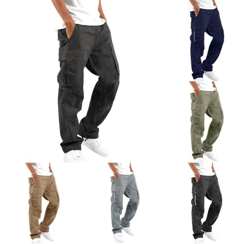 Cargohose Herren Stretch - Cargo Jogginghose Baggy Chino Hose Herren Casual Loose Fit Sweatpants mit Reißverschluss Taschen Männer Sweathosen Bequem Atmungsaktiv Jogger Cargohose Schwarze Hose von liaddkv