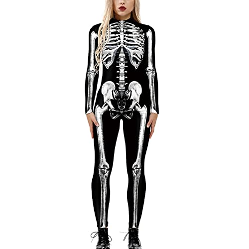 Halloween- Bedruckt, elastischer Rücken, Reißverschluss, Fester, langärmliger Overall, Urlaub, Cosplay, lustige Familiensets Mädchen Schlafanzug 128 Set (Black, XL) von liaddkv