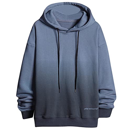 Herren lässiger Hoodie mit Farbverlaufsdruck Trägerloser Langarm Kapuzenpullover für Männer Herren Sweatshirt ohne Taschen Herren-Hoodie mit Gummizug Wintersporthemd für Männer 2022 T-Shirt Tops von liaddkv