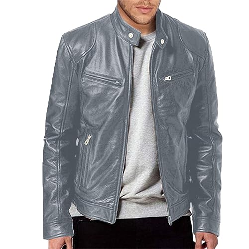 Lederjacke Herren Schwarz Leder Jacke PU Biker Ledermäntel Solid Business Militär Lederjacke Warm Mantel Windjacke Mit Tasche Für Outdoor Sport Vintage von liaddkv